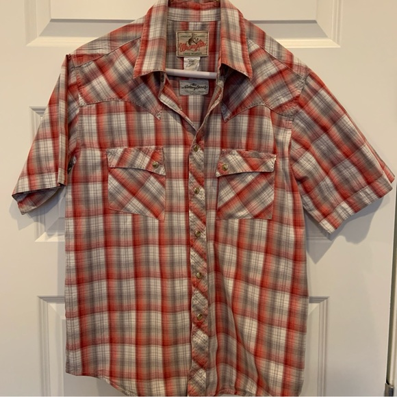 Custom Made Rolling Stone Graphic Wrangler Western Pearl Snap Plaid Shirt Sz M - Picture 4 of 8